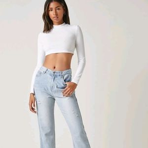 SHEIN BASICS Mock-Neck Crop Top